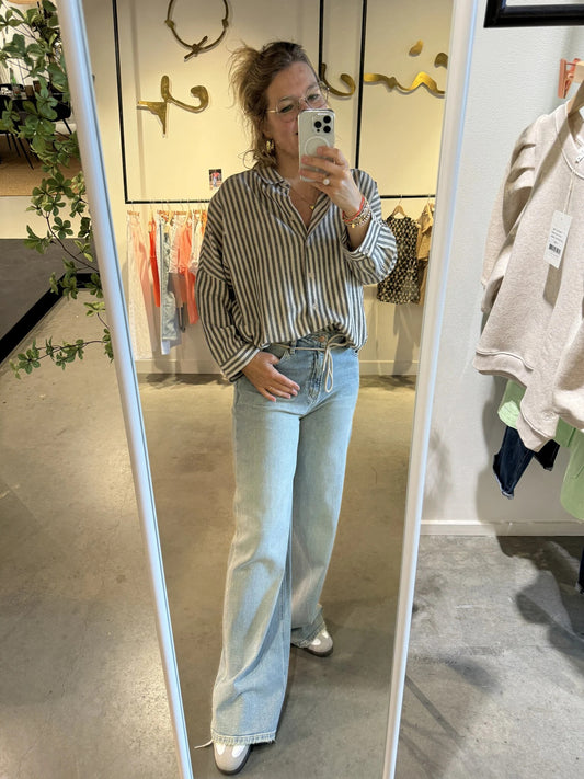 Gestreifte Grau Bluse
